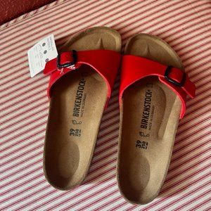 NEW Women's Birkenstock Red Matte Leather Strap Sandals, SIZE 39 (U.S. 8-8.5)